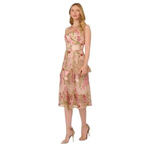 Adrianna Papell Women's Embroidered Sleeveless Midi Dress